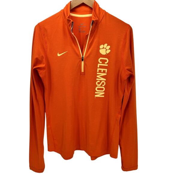 Clemson Tigers 1/4 Zip Womens Large Pullover Long Sleeve Mock Neck Nike Dri Fit - Picture 1 of 6